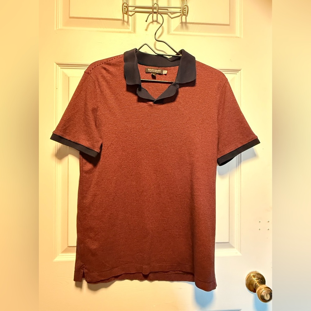 Banana Republic Men's Rust Polo with Navy Trim